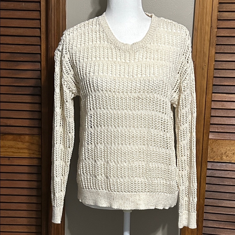 Calvin Klein Women's Cream Knit Open Weave Sweater
